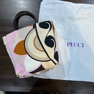 Emilio Pucci Pink and Cream Patterned Handbag